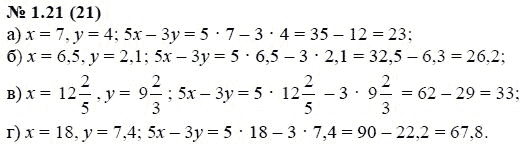 Ответ к задаче № 1.21 (21) - А.Г. Мордкович, гдз по алгебре 7 класс